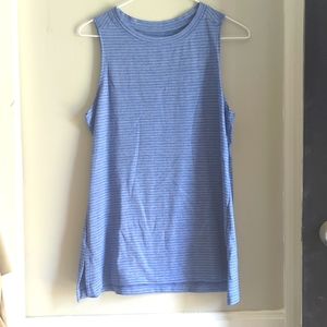 ATHLETIC Works Blue Striped Sleeveless Workout tank Medium long fit